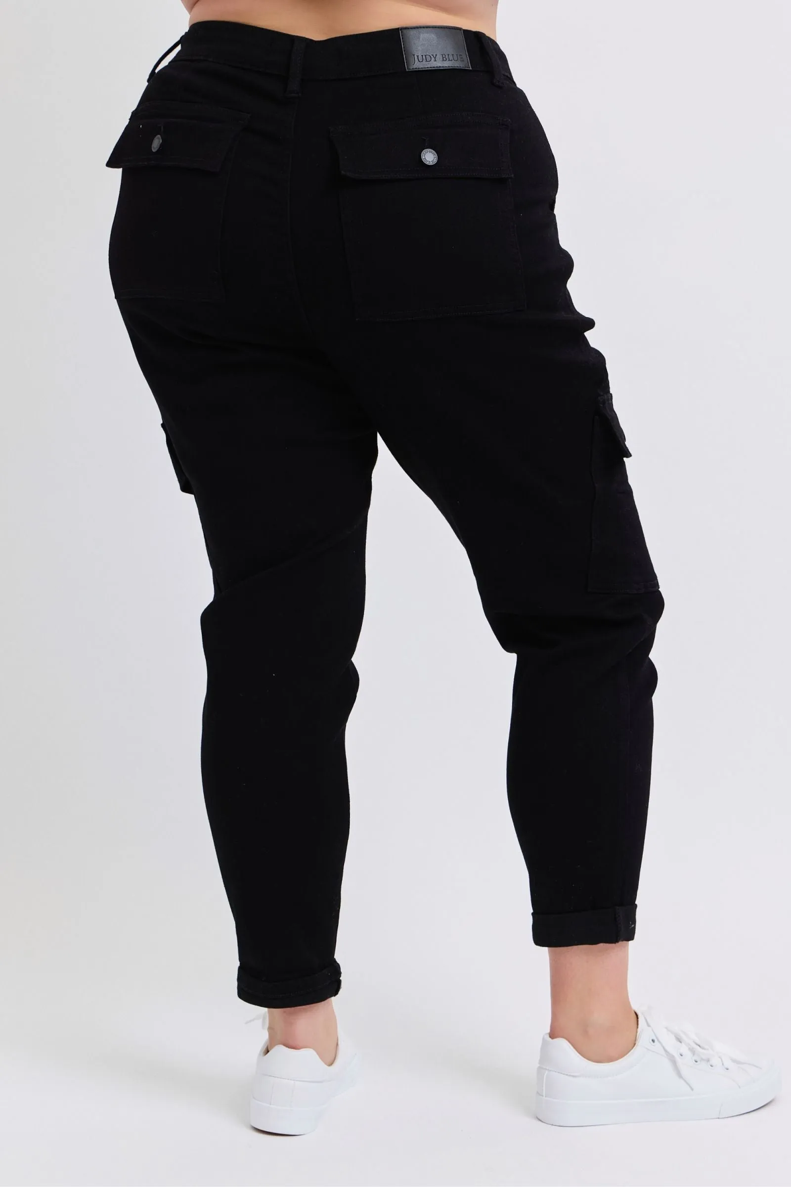 Judy Blue High Waist Cargo Cuff Black Jogger Denim 88910