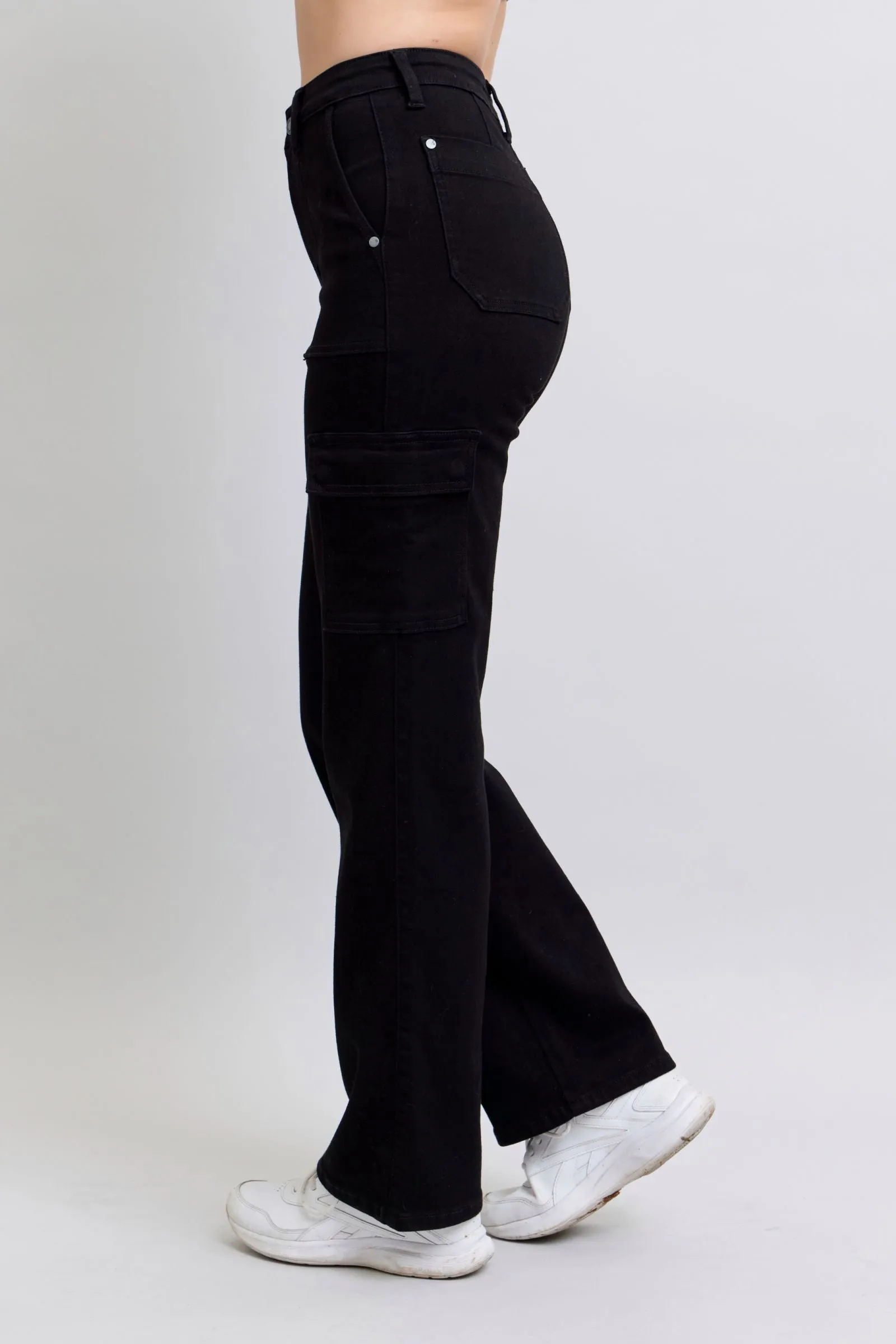 Judy Blue High Waist Cargo Wide Leg Black Denim 88886