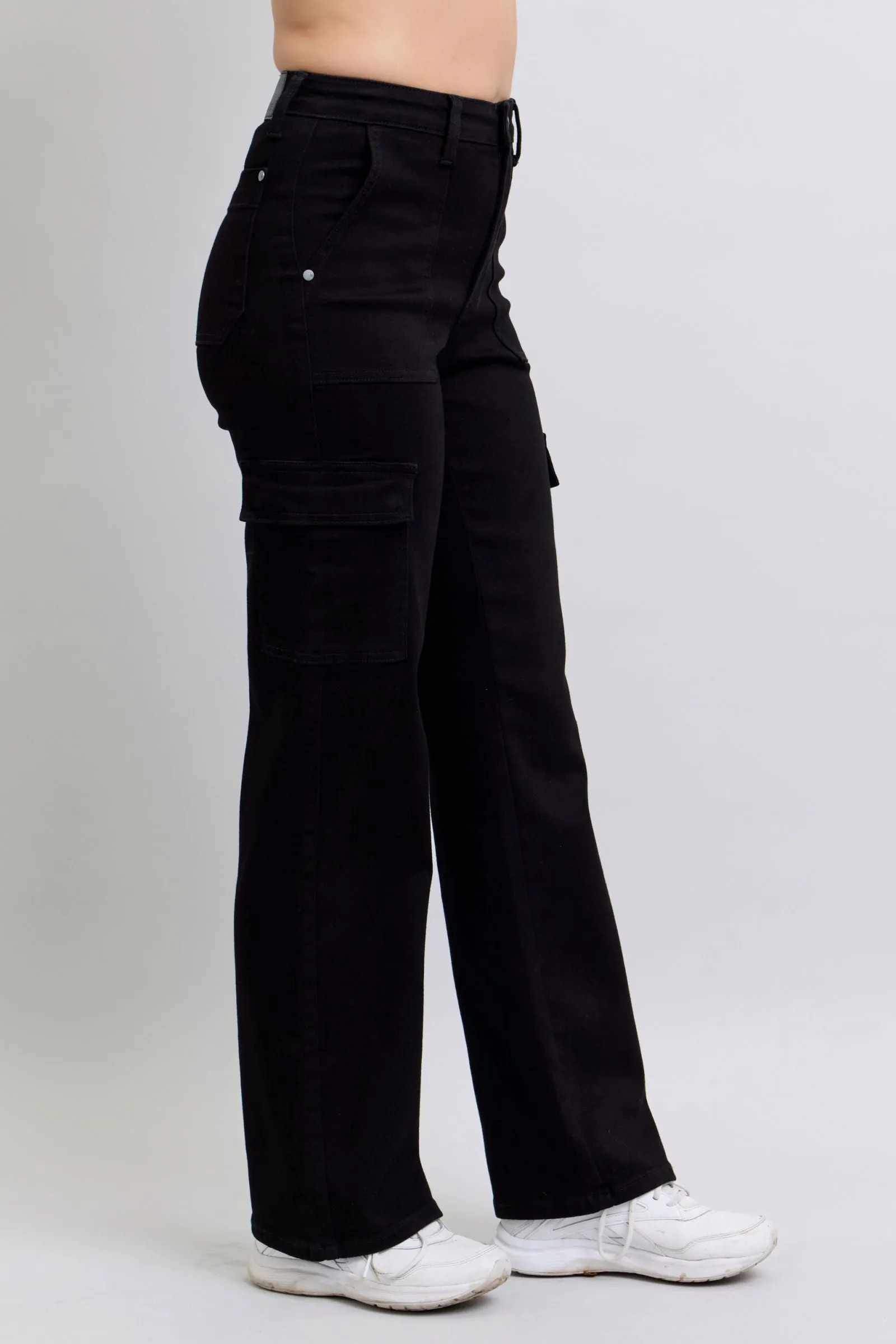 Judy Blue High Waist Cargo Wide Leg Black Denim 88886