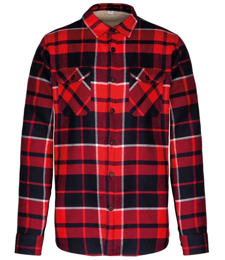 Kariban - Sherpa Lined Checked Shirt Jacket