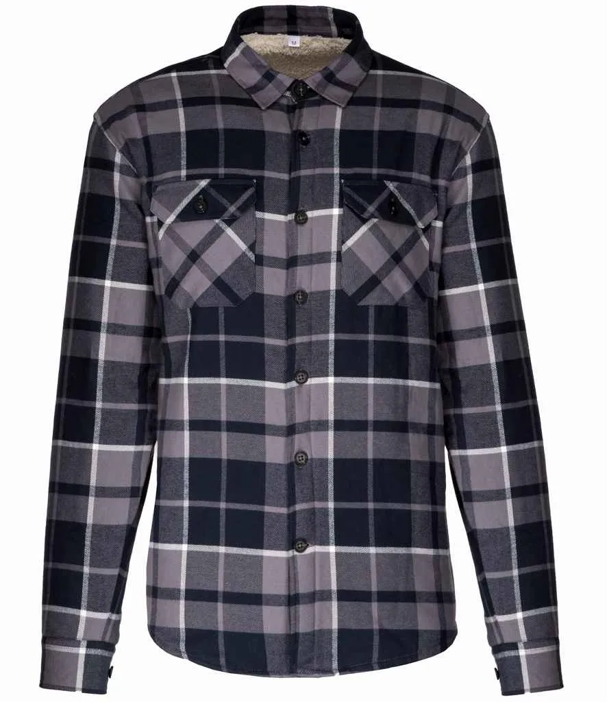 Kariban - Sherpa Lined Checked Shirt Jacket