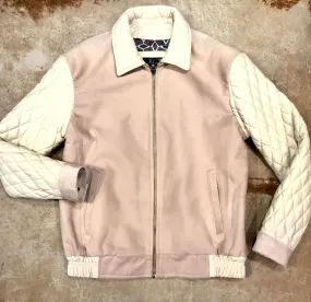 Kashani Cream Quilted Full Pony Bomber Jacket