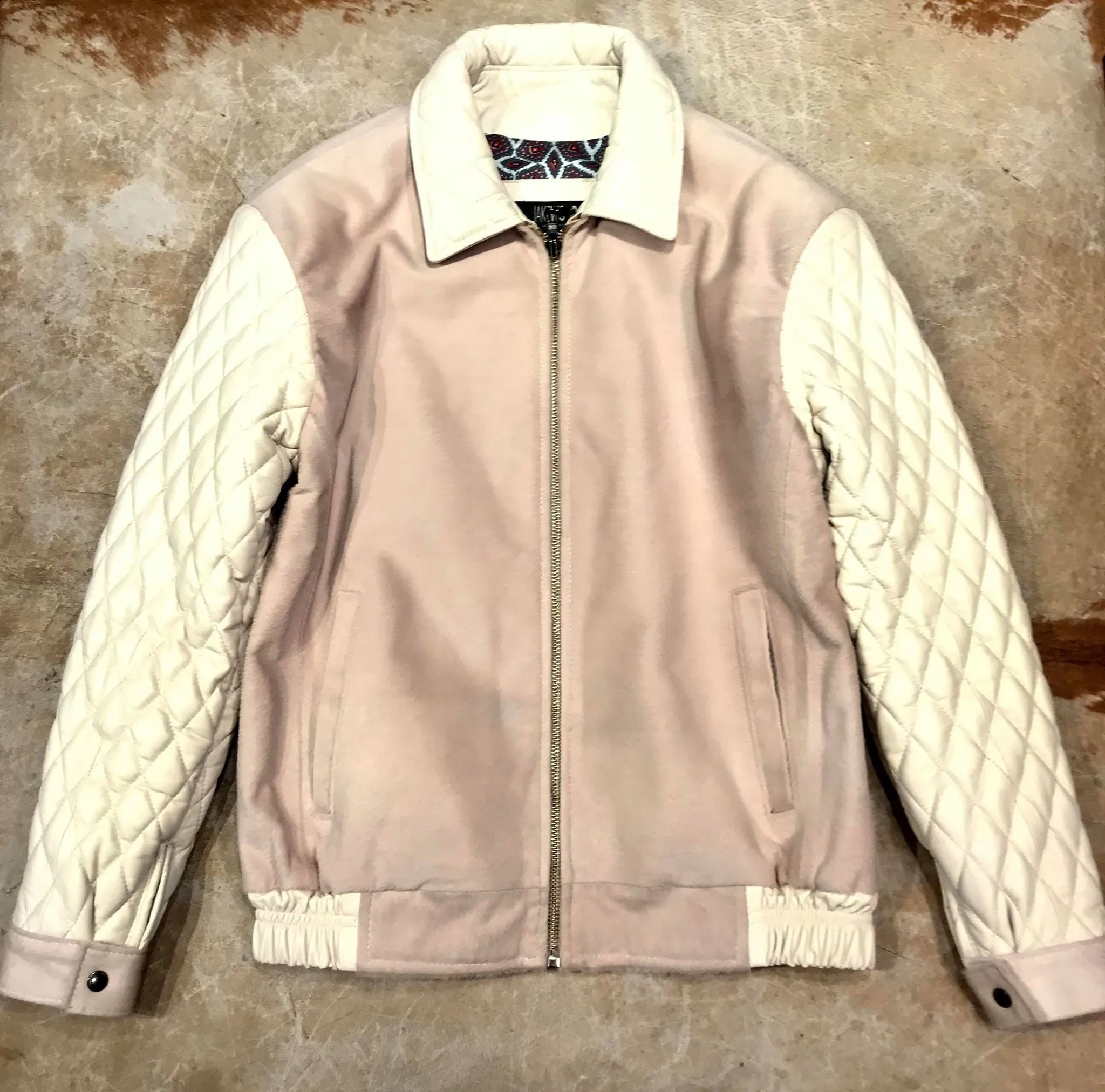 Kashani Cream Quilted Full Pony Bomber Jacket