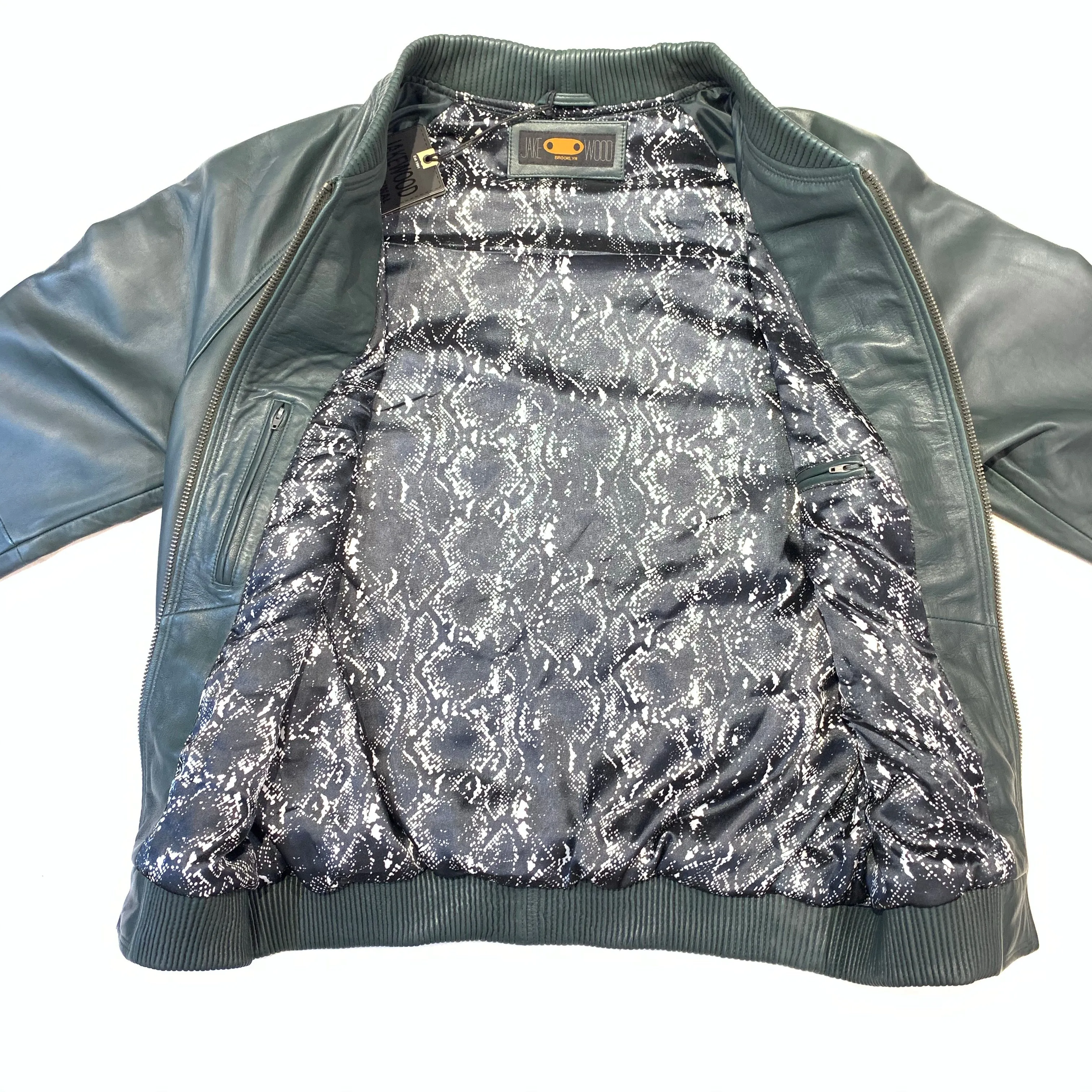 Kashani Forest Green Naked Lambskin Bomber Jacket