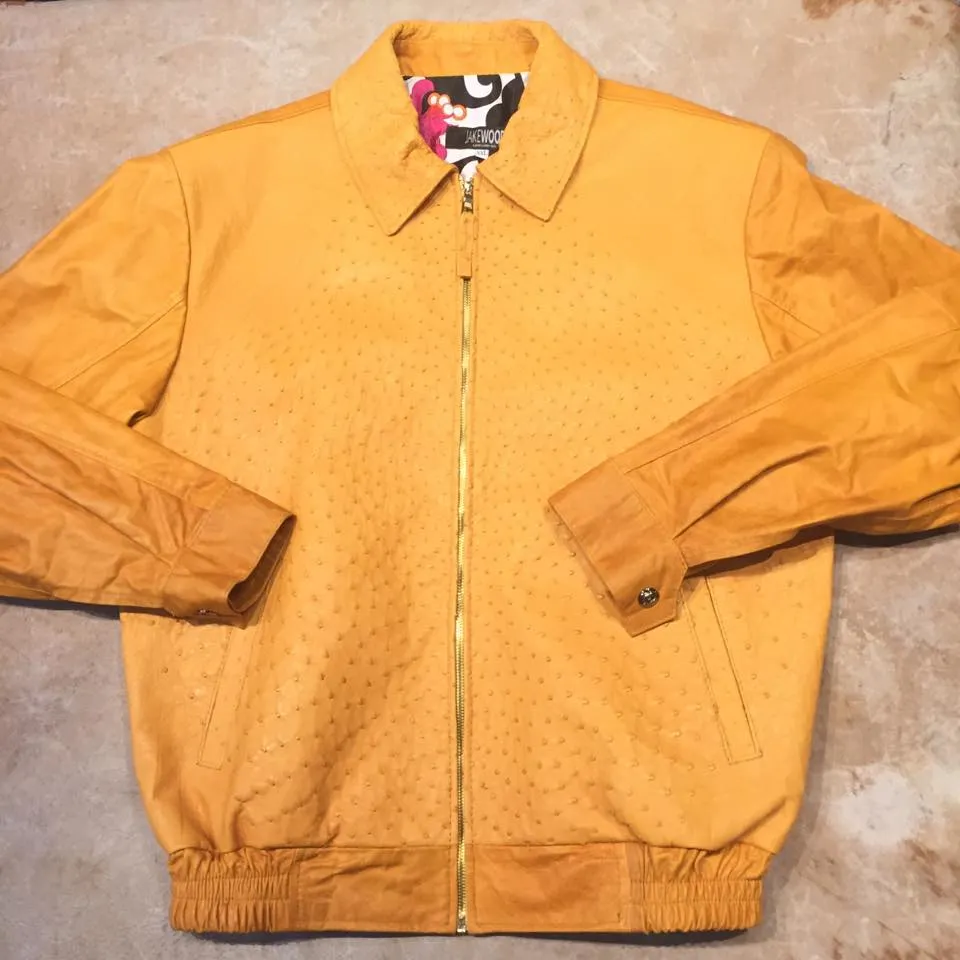 Kashani Peanut Full Ostrich Quill Bomber