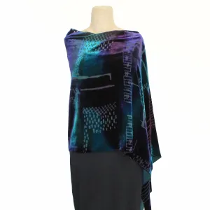 Kay Chapman Poncho, Velvet, Turquoise/Purple, OS