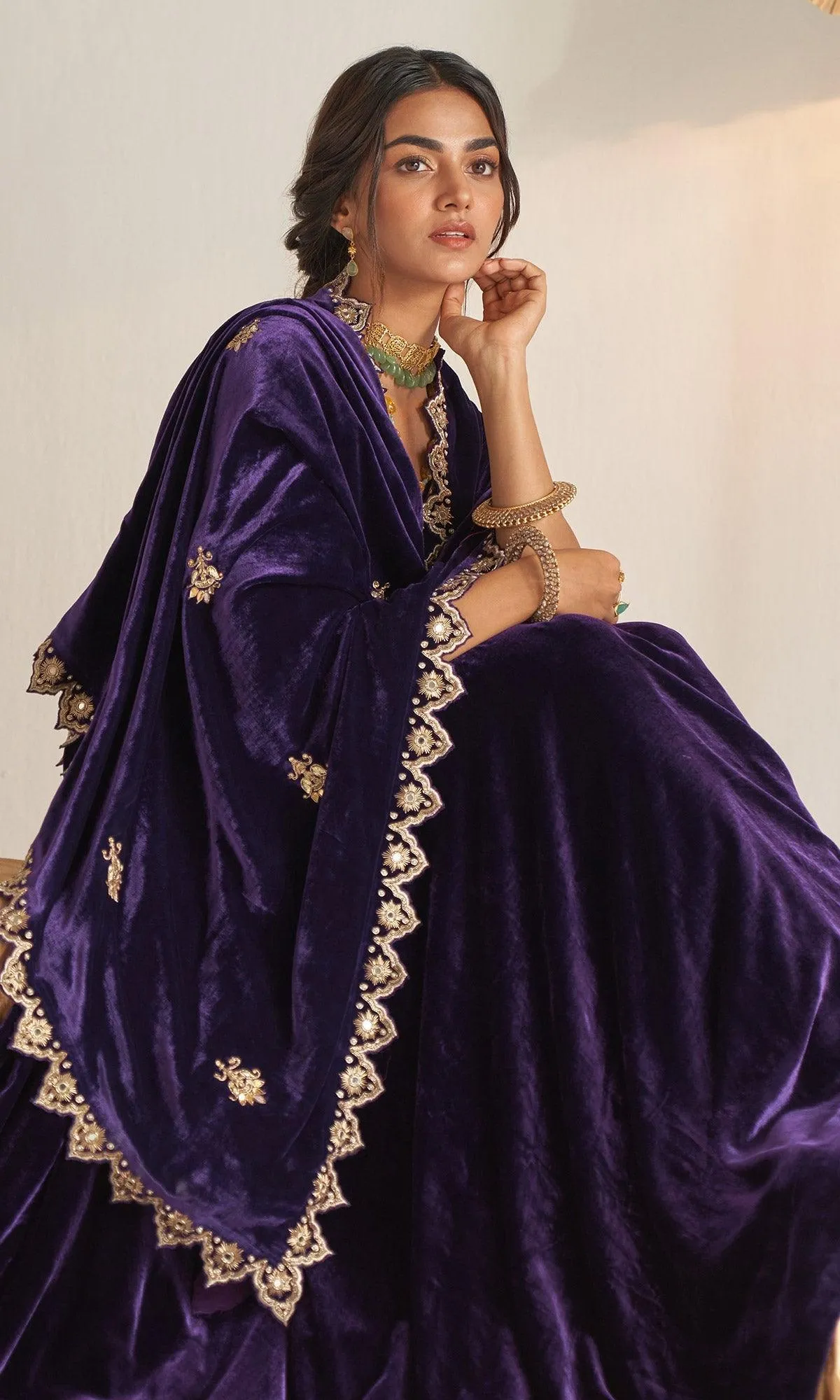 Khizaan Embroidered  Purple Only shawl