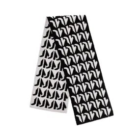 KIDS KNIT SCARF-Black/White