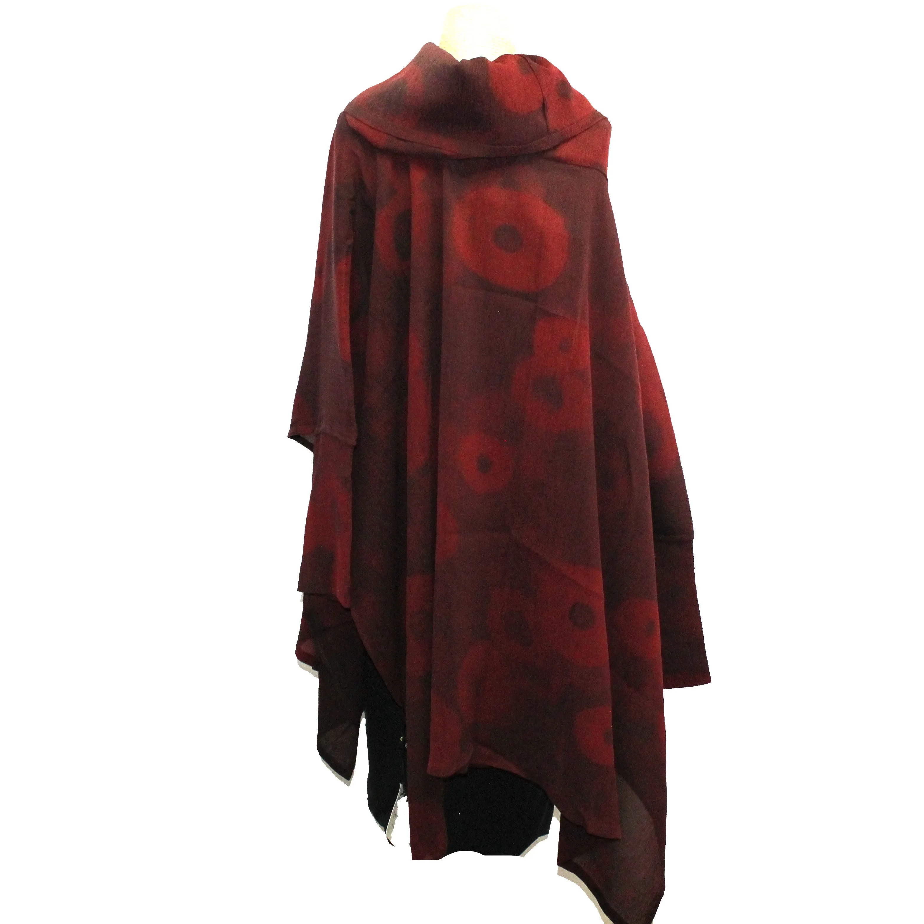 Kiss of the Wolf Poncho, Red/Dark Red Huari, OS Fits S-XL