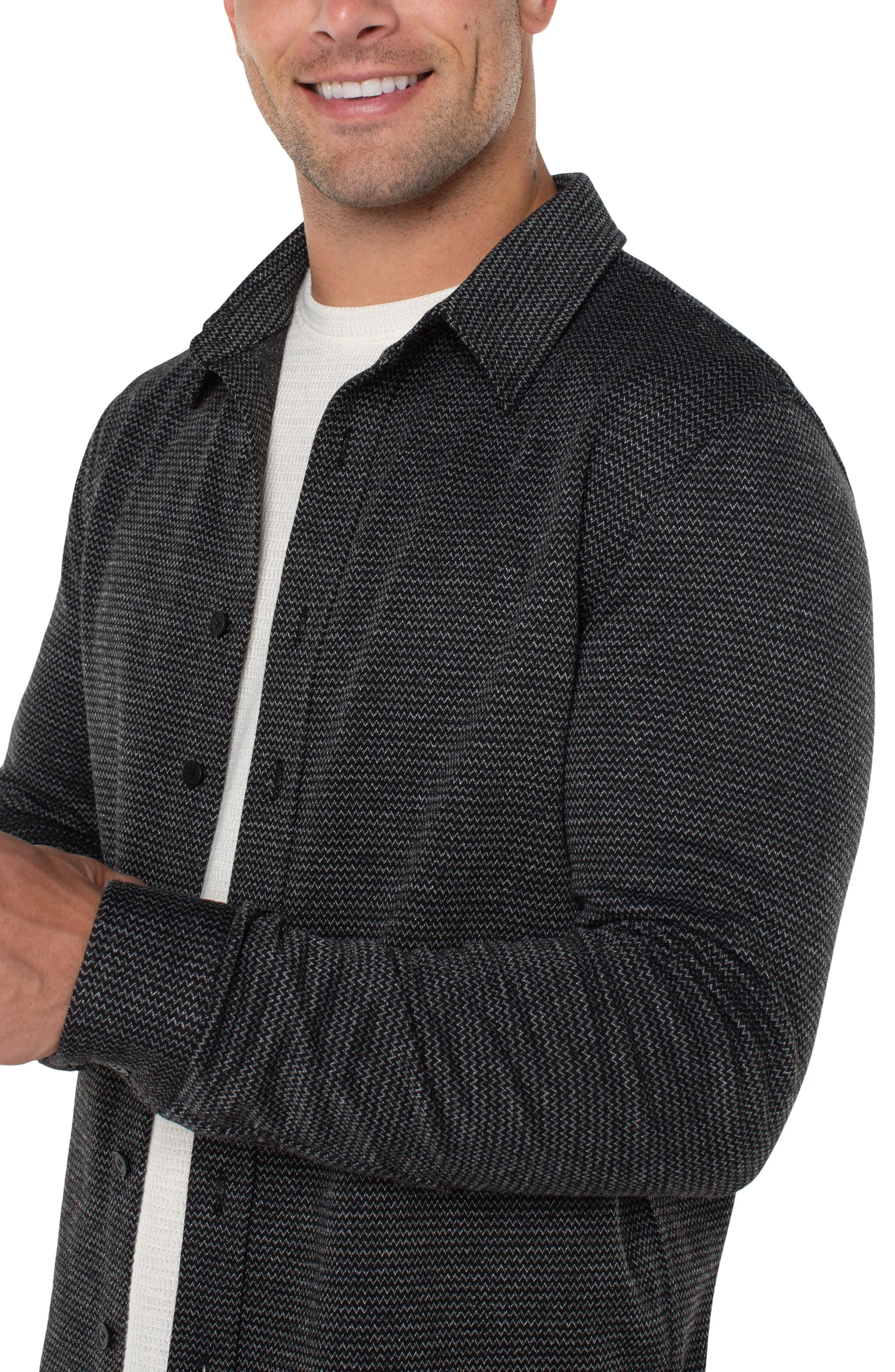 KNIT BUTTON UP LONG SLEEVE SHIRT