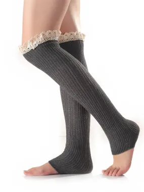 Knitting Lace Solid Color Stocking