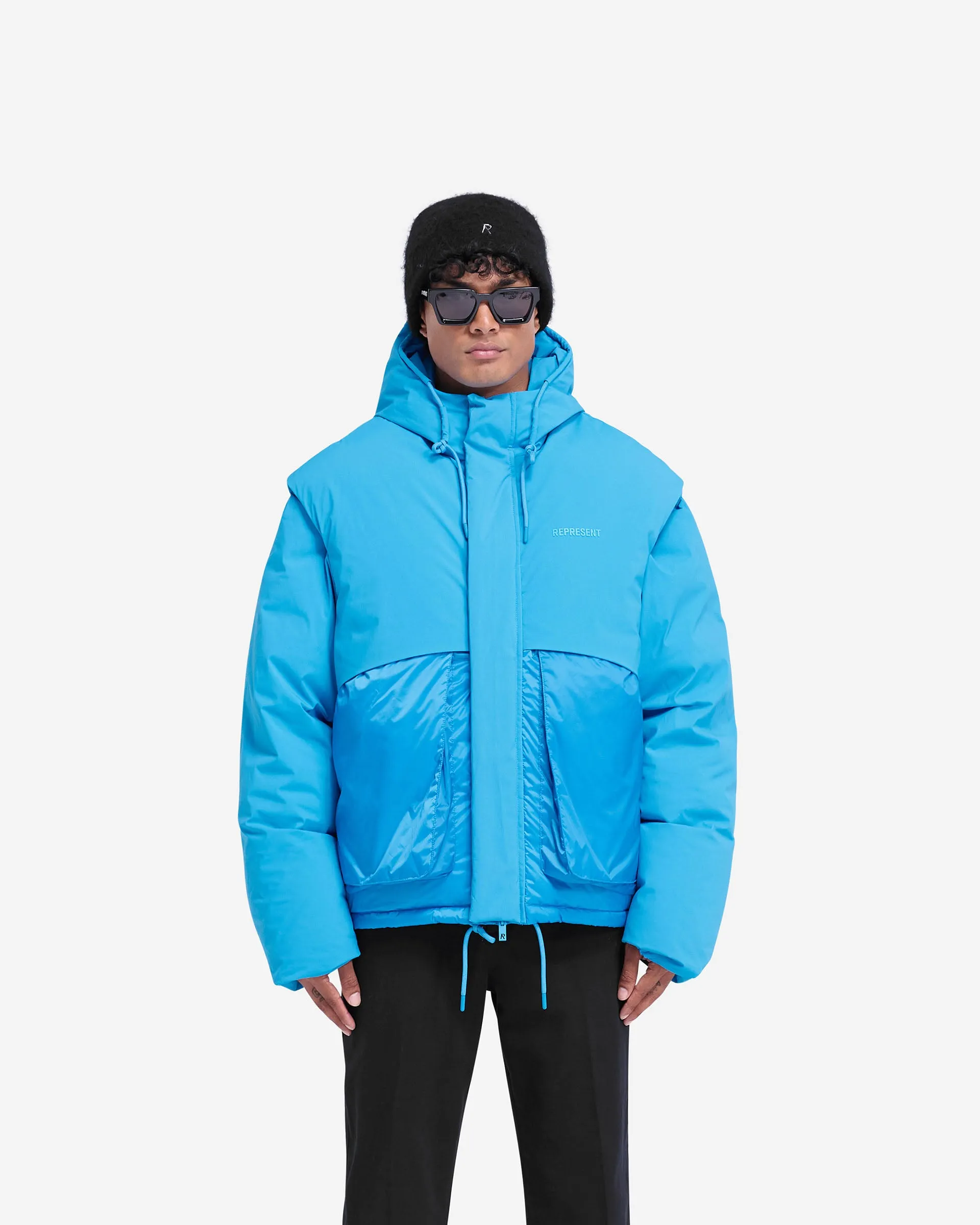 Layered Hooded Puffer - Electric Blue