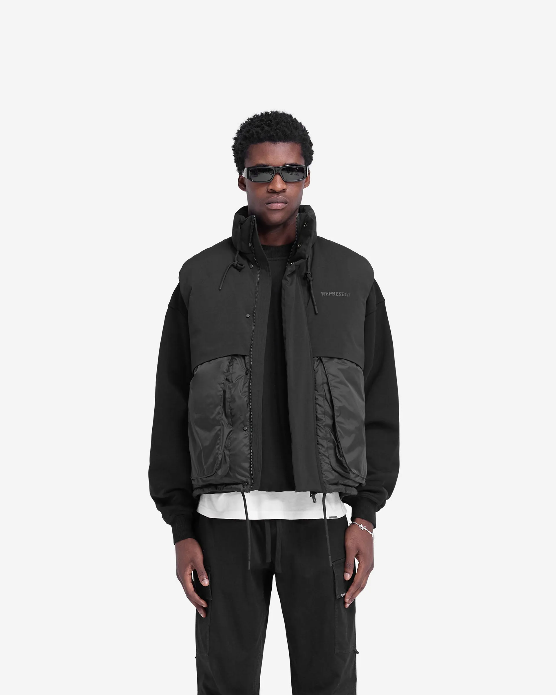 Layered Puffer Gilet - Jet Black