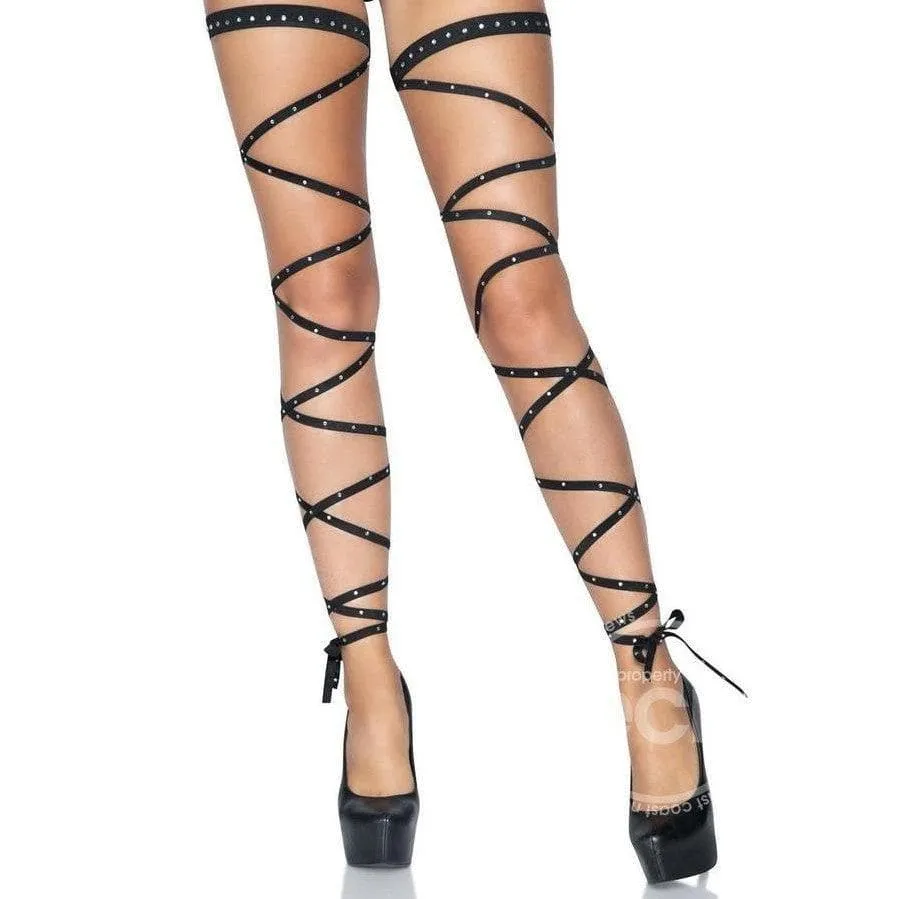 Leg Avenue Rhinestone Garter Leg Wraps Black