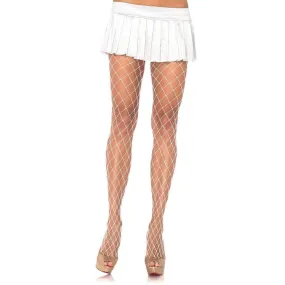 Leg Avenue Spandex Diamond Pantyhose White