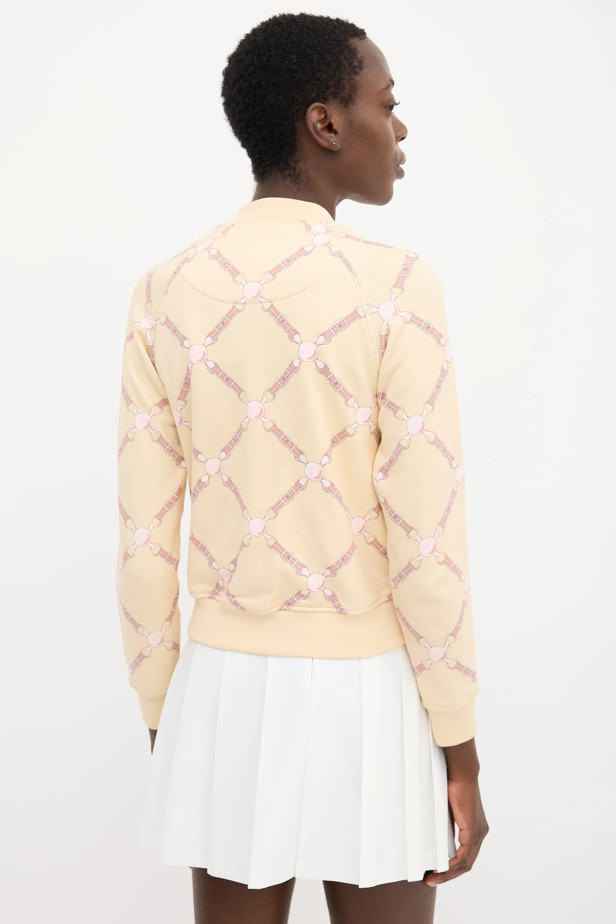 Light Yellow & Pink Cotton Grand Tralala Printed Bomber Jacket