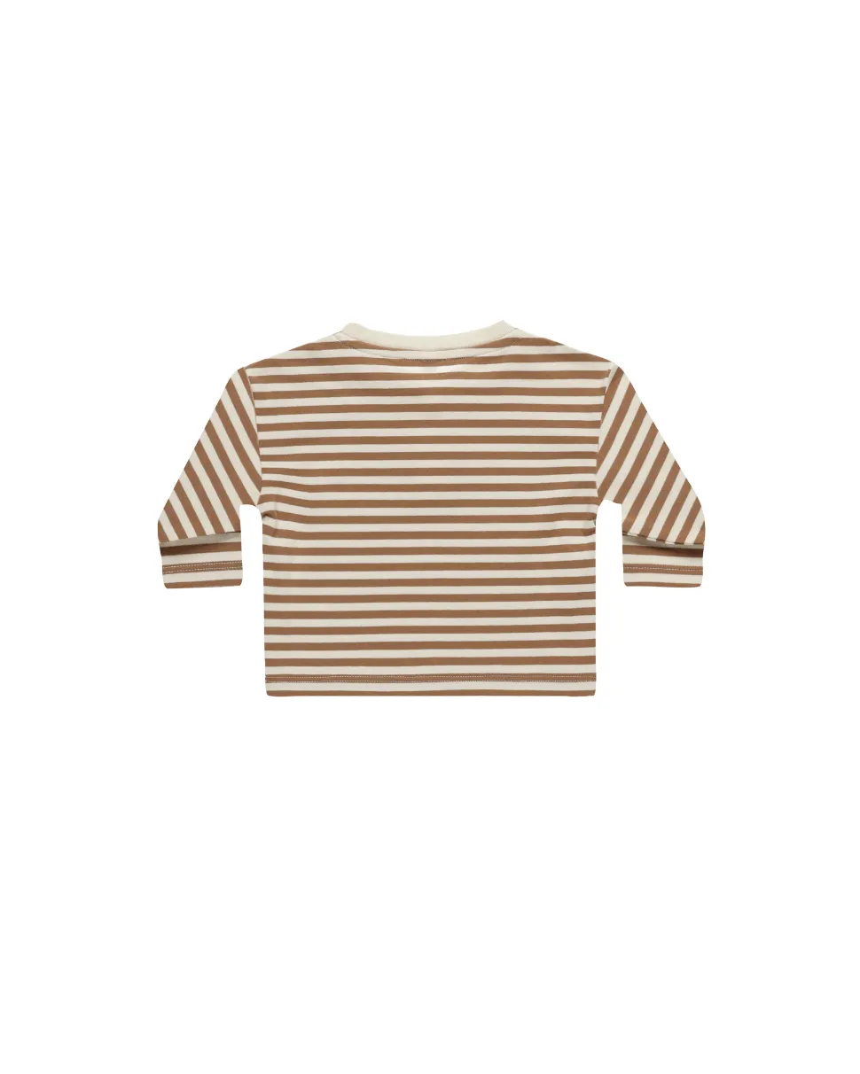 Long Sleeve Henley Tee || Cinnamon Stripe