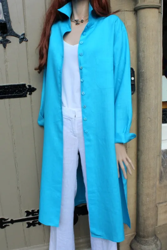 Longer Length Womens Linen Shirt/Coat