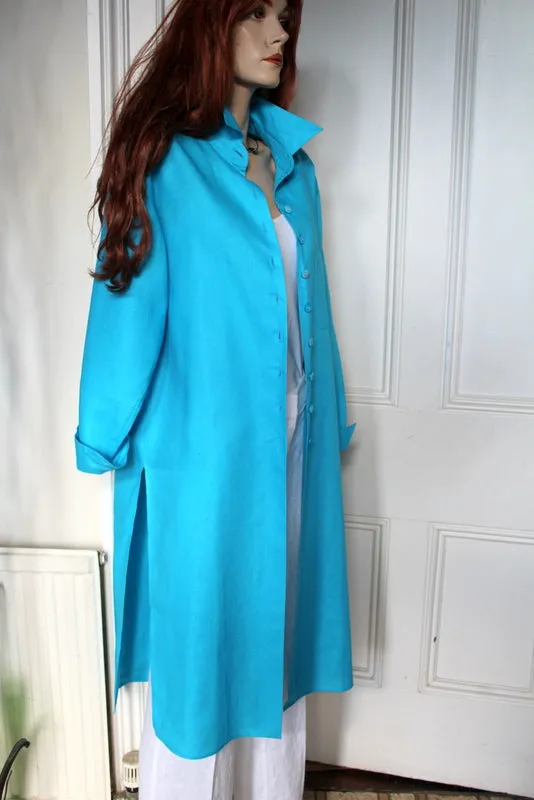 Longer Length Womens Linen Shirt/Coat