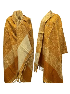 LUXURY HANDMADE MUSTARD floral Scarf Yak Wool comfortable scarf Shawl Blanket stole unisex Travel Wrap Meditation Soft Shawl special Gift