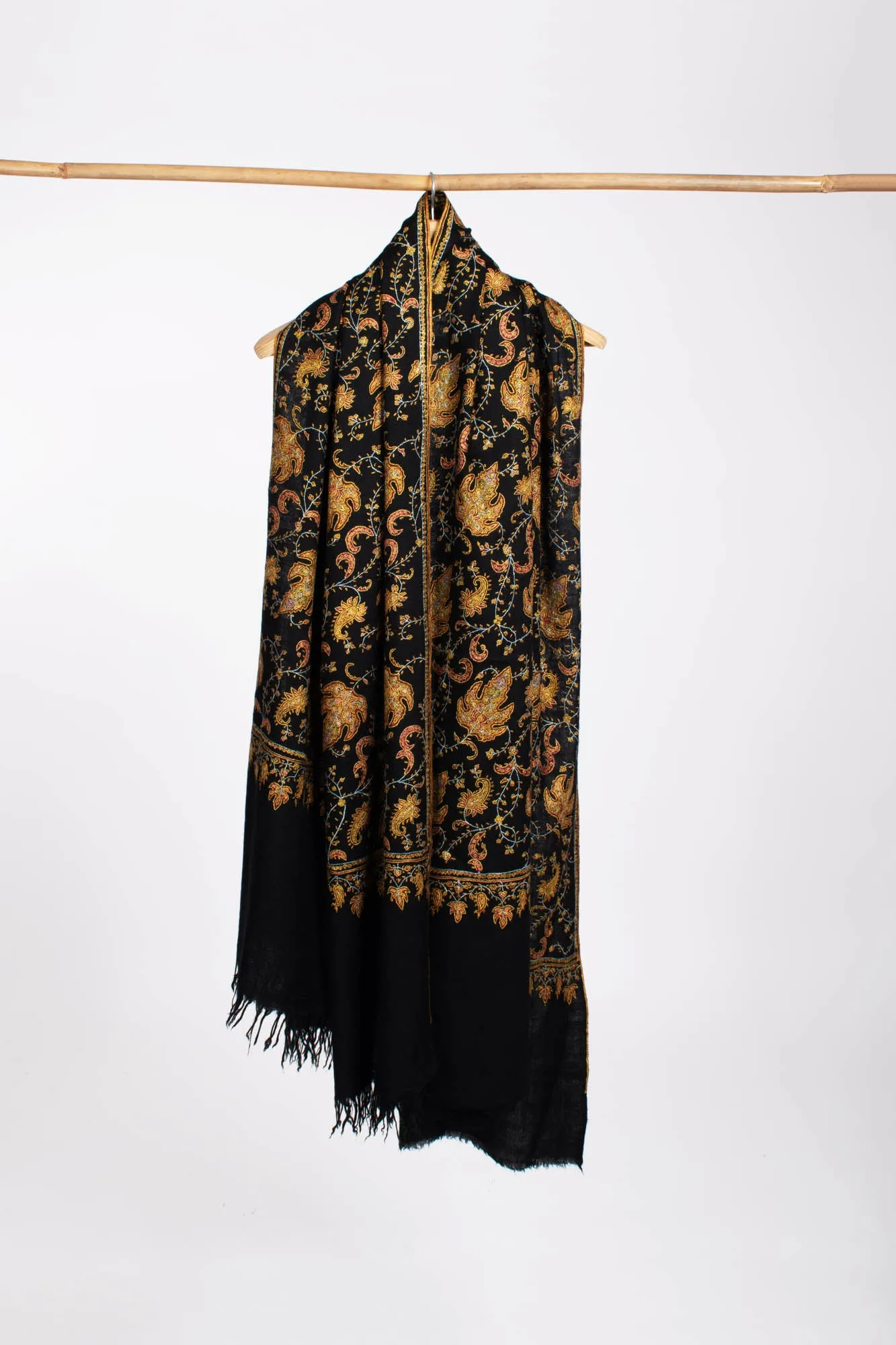 Maple Leaf Inspired Black Pashmina Shawl - CALEXICO