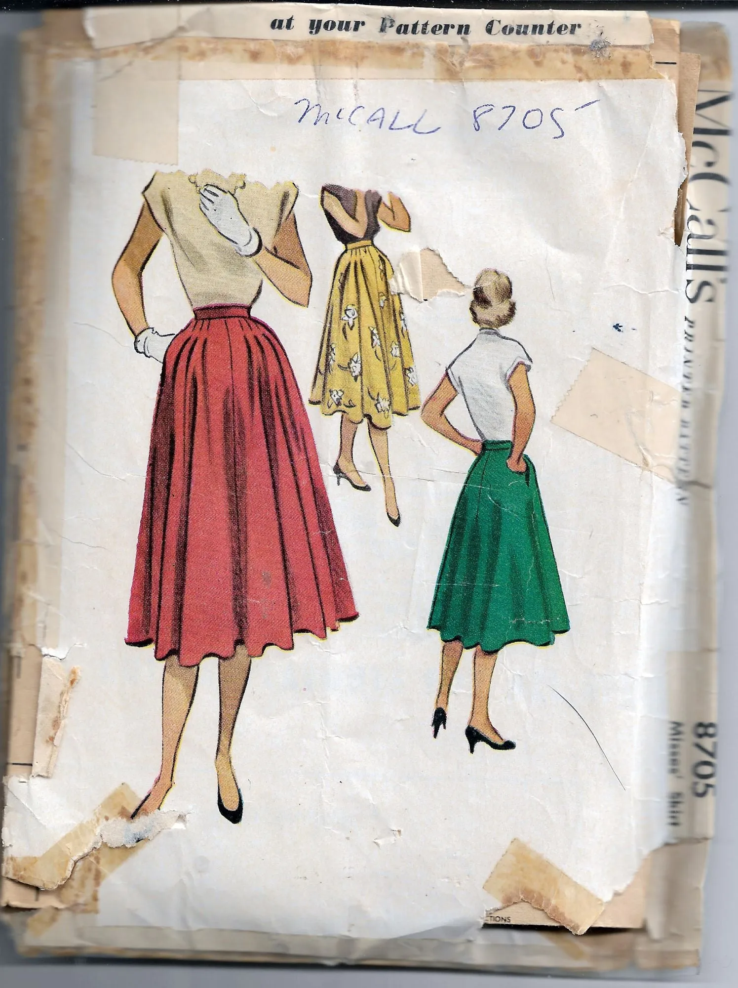 McCalls 8705 Ladies Skirt Vintage Sewing Pattern 1950s