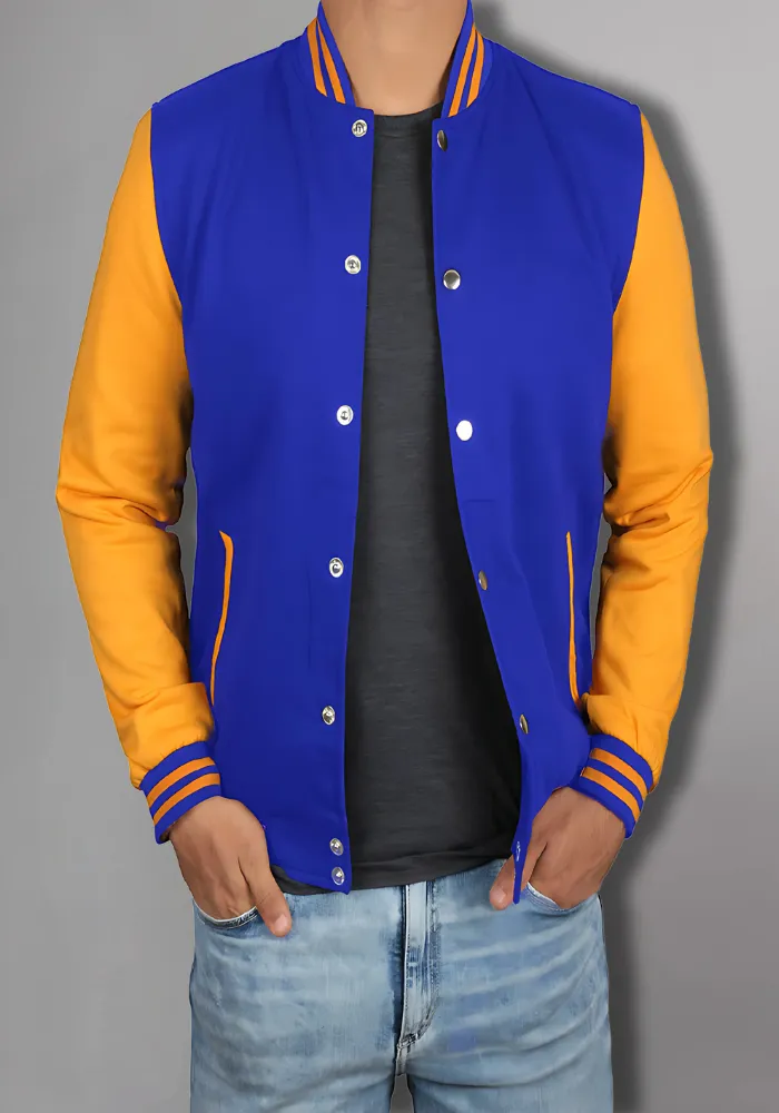 Men Black and Yellow Baseball Bomber Jacket