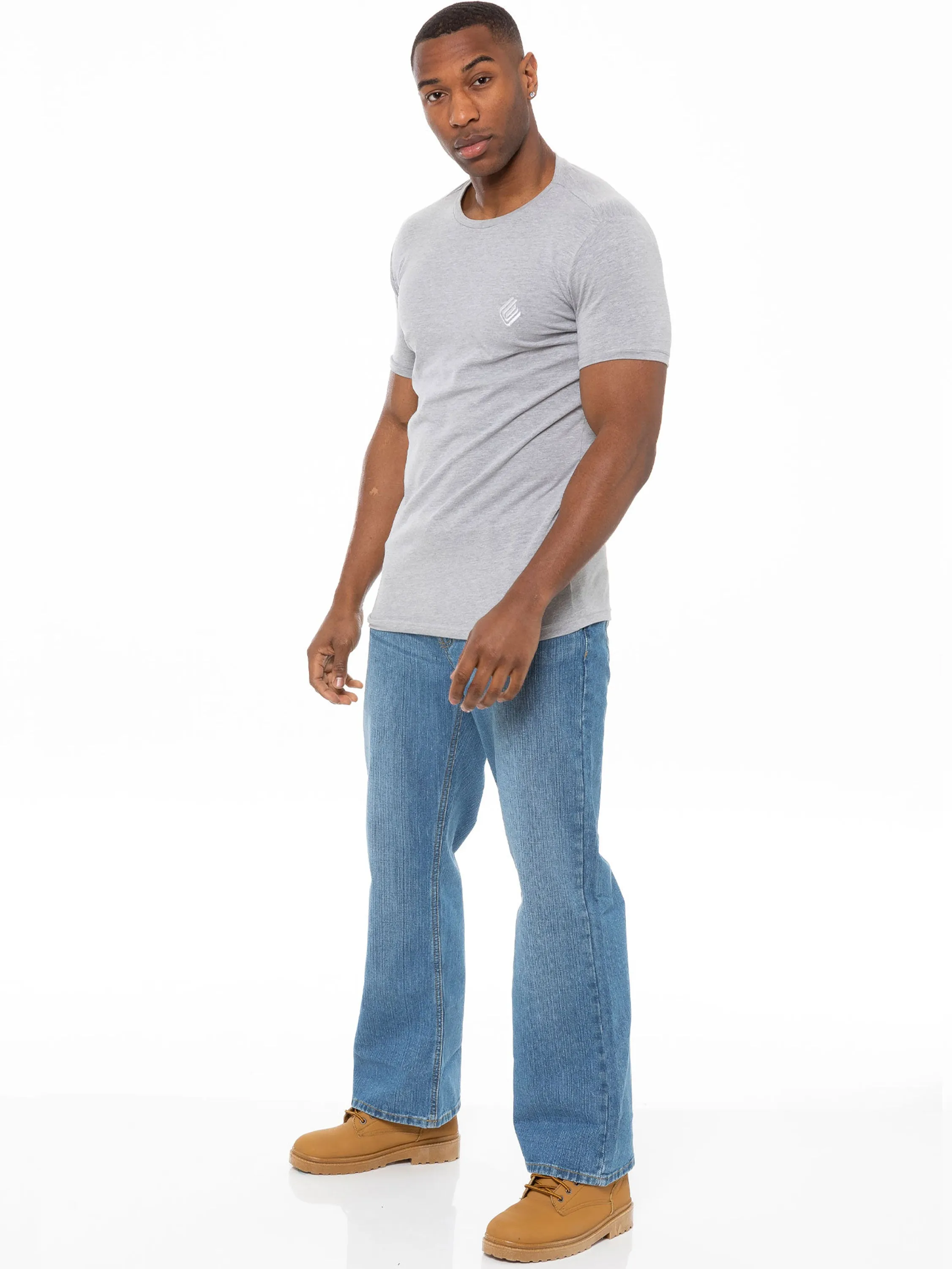 Men's Blue Wash Boot Cut Denim Jeans | FBM Designer Menswear