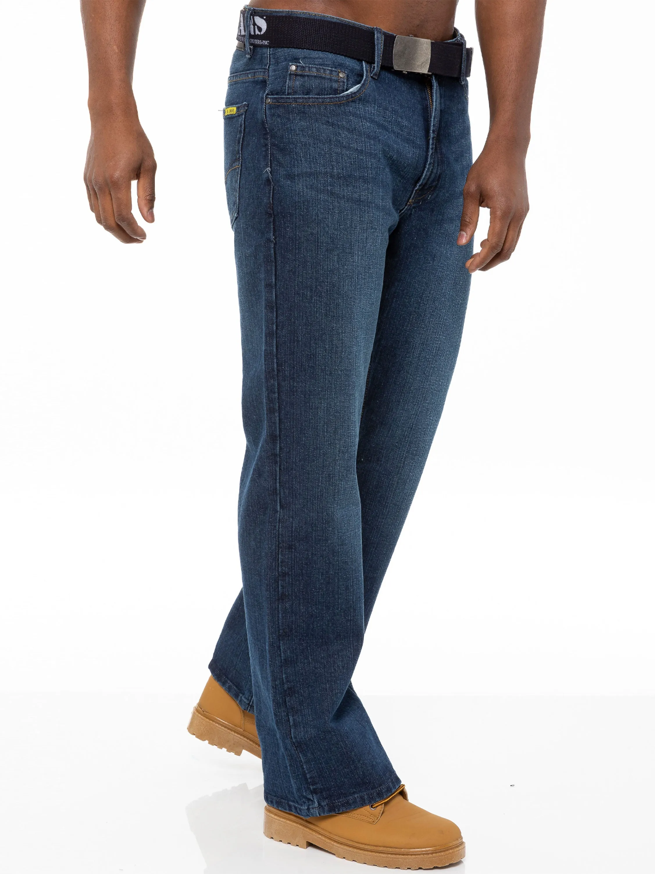 Men's Blue Wash Boot Cut Denim Jeans | FBM Designer Menswear