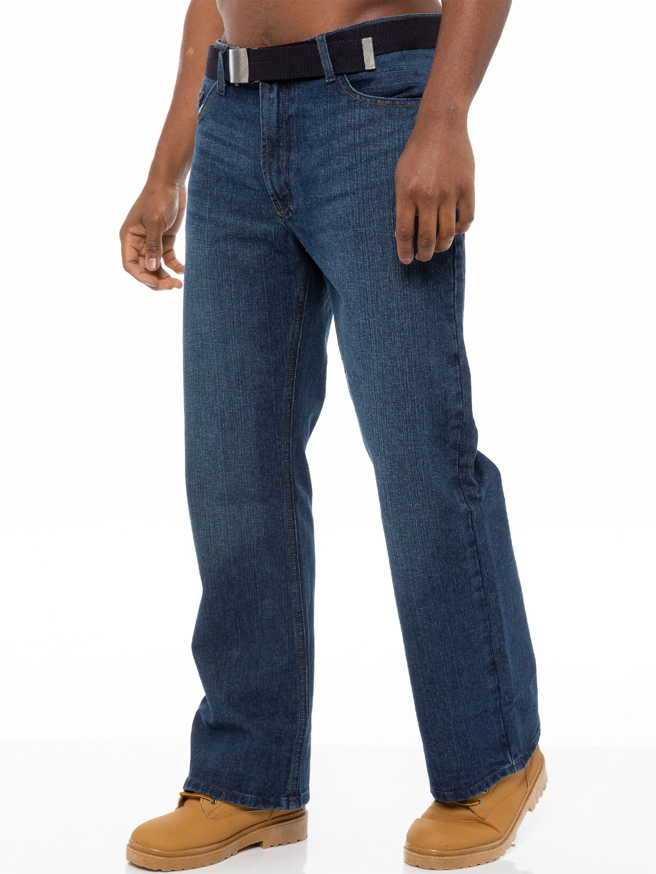 Men's Blue Wash Boot Cut Denim Jeans | FBM Designer Menswear