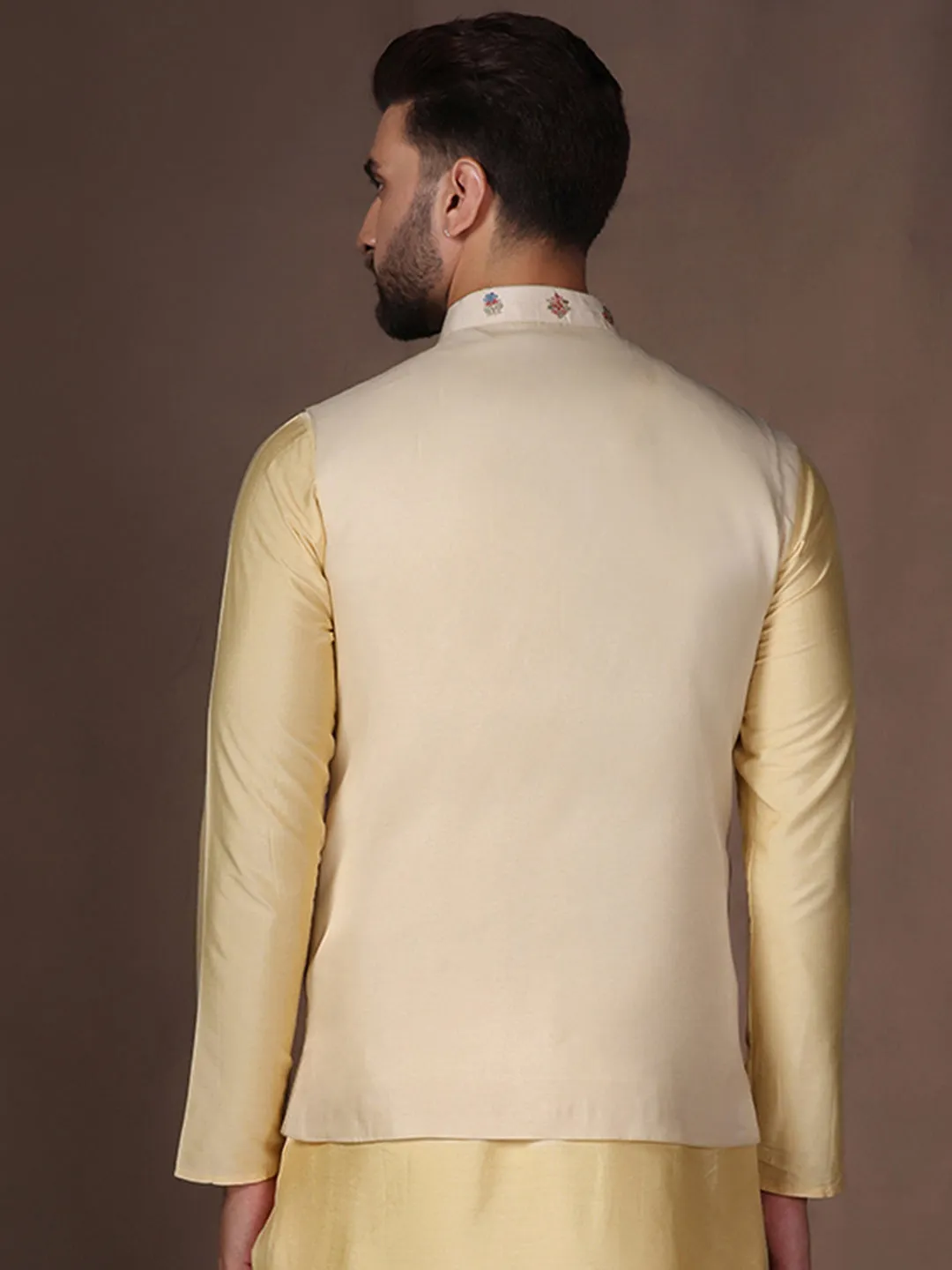 Men's Cream Nehru Jacket (Set of 1)