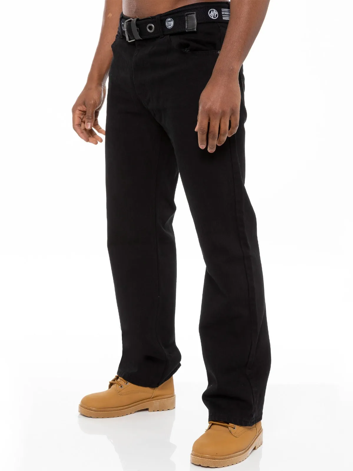 Mens Mid Wash Jeans with Belt EZ14 - EZ15 | Enzo Designer Menswear