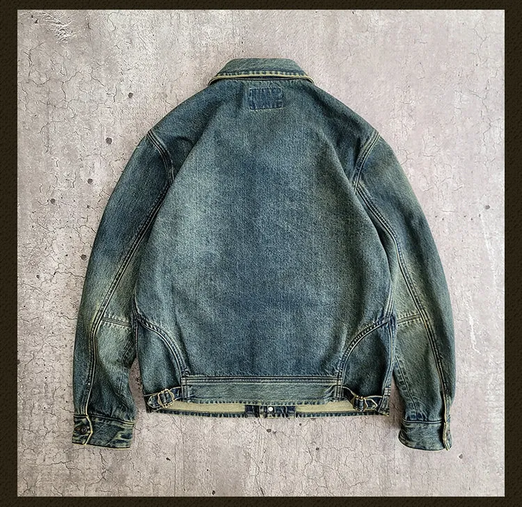 Men's Shawl Collar Washed Denim Jacket