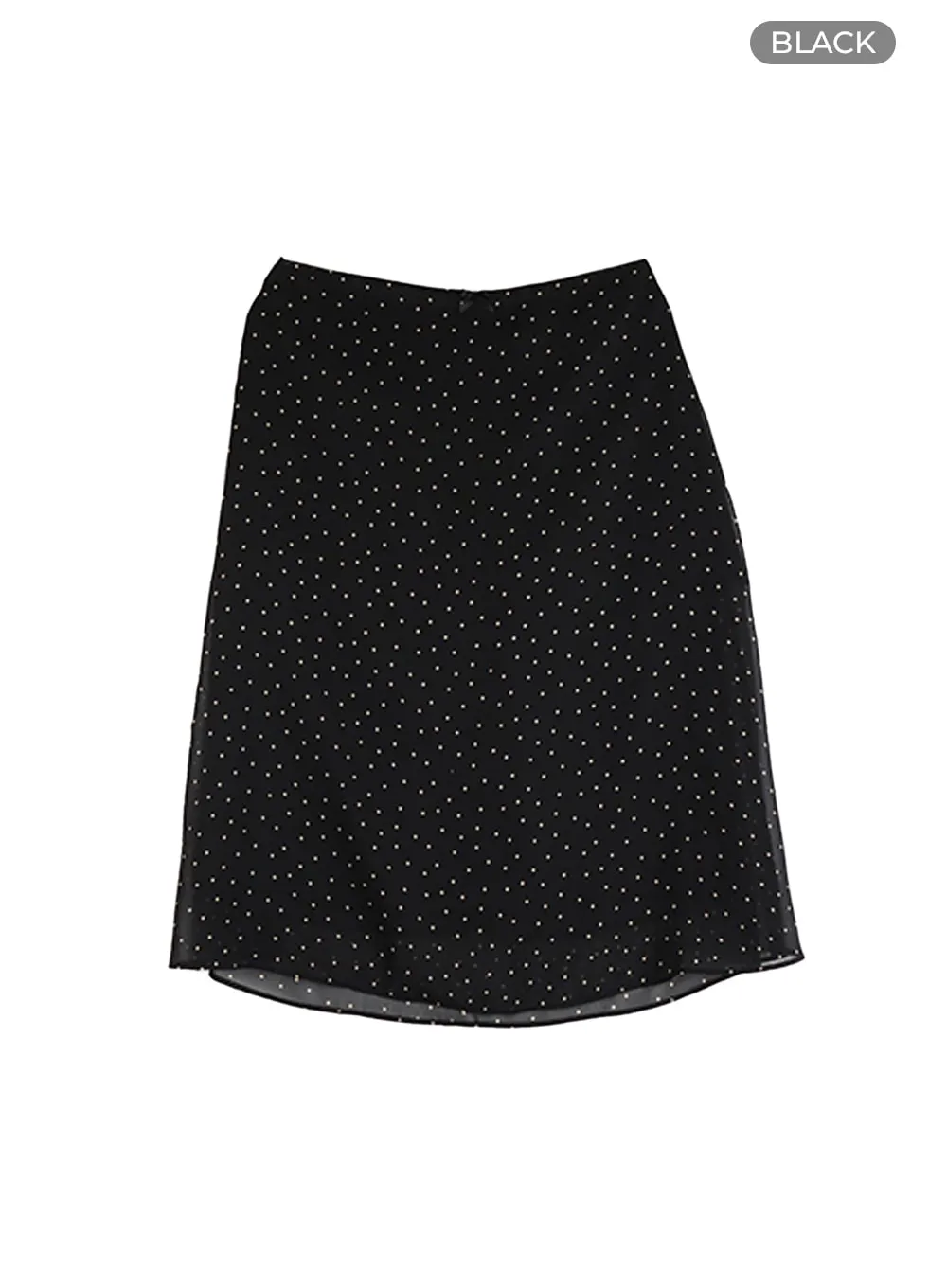 Mid Rise Spot Ribbon Detail Midi Skirt OM406