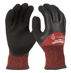 Milwaukee 48-22-8922 Winter Dipped Gloves, Men's, L, 7.53 to 7.73 in L, Elastic Knit Cuff, Latex Palm, Black/Red :PR: QUANTITY: 1