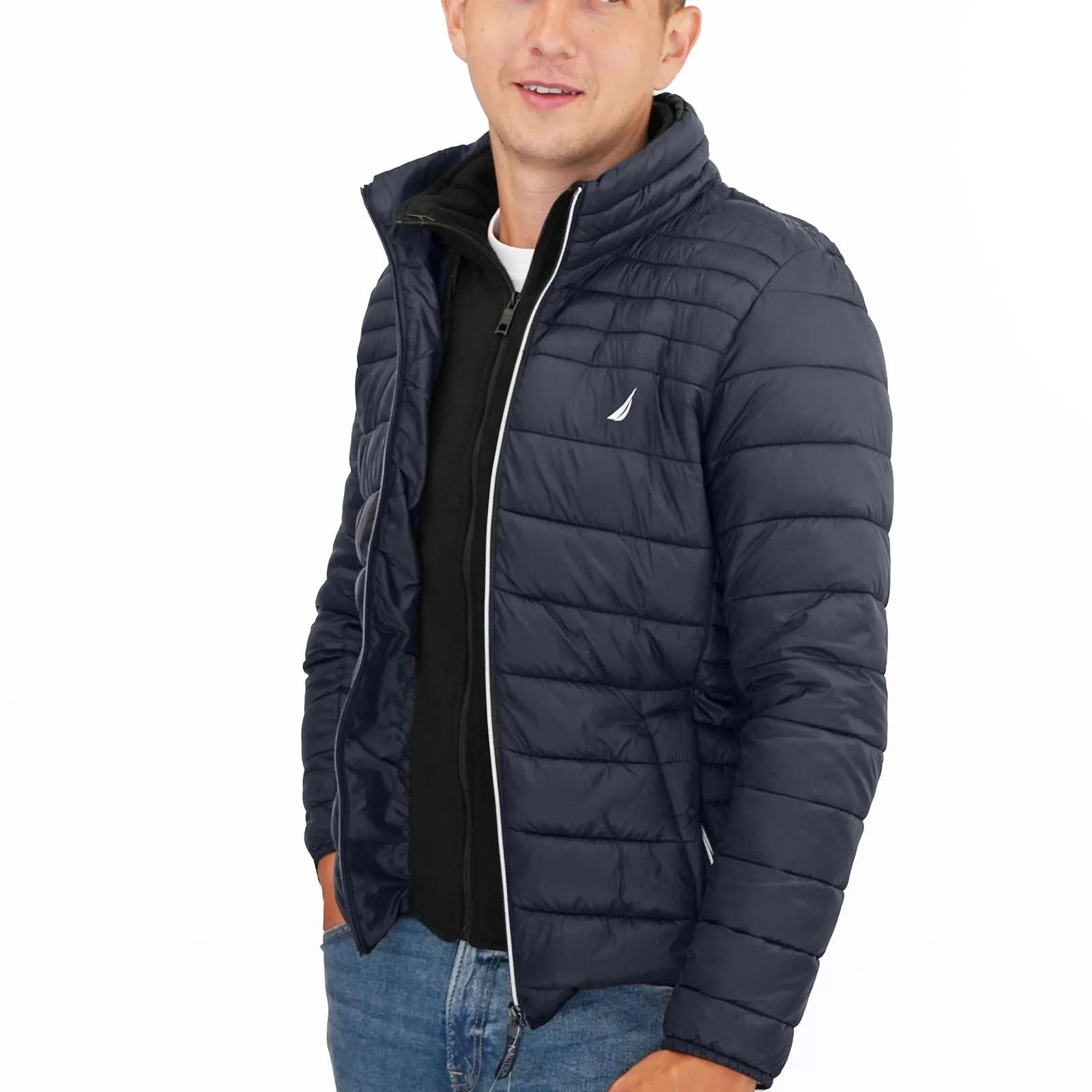 Nautica Performance Double Zip Puffer Jacket Navy