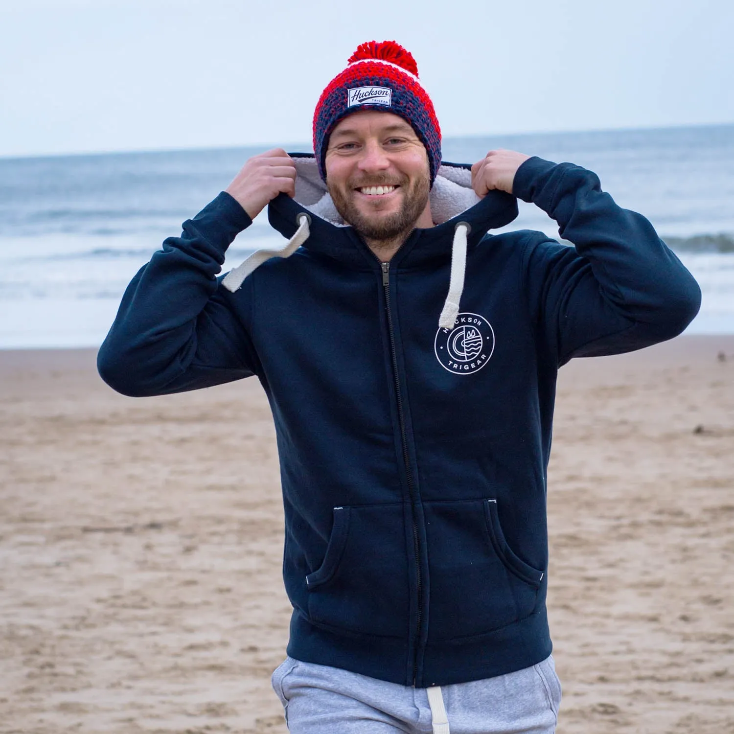 Navy 'Sherpa' Fleece Hoodie