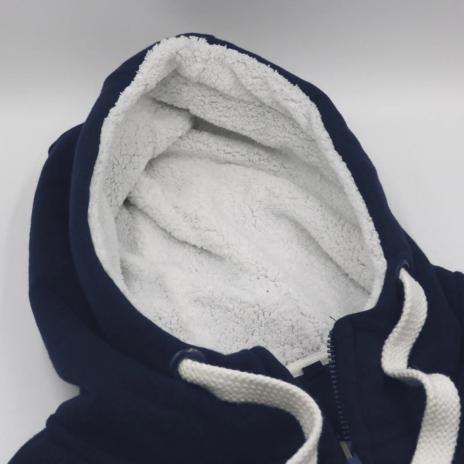 Navy 'Sherpa' Fleece Hoodie