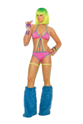 Neon Nites Lycra Neon Strappy Teddy