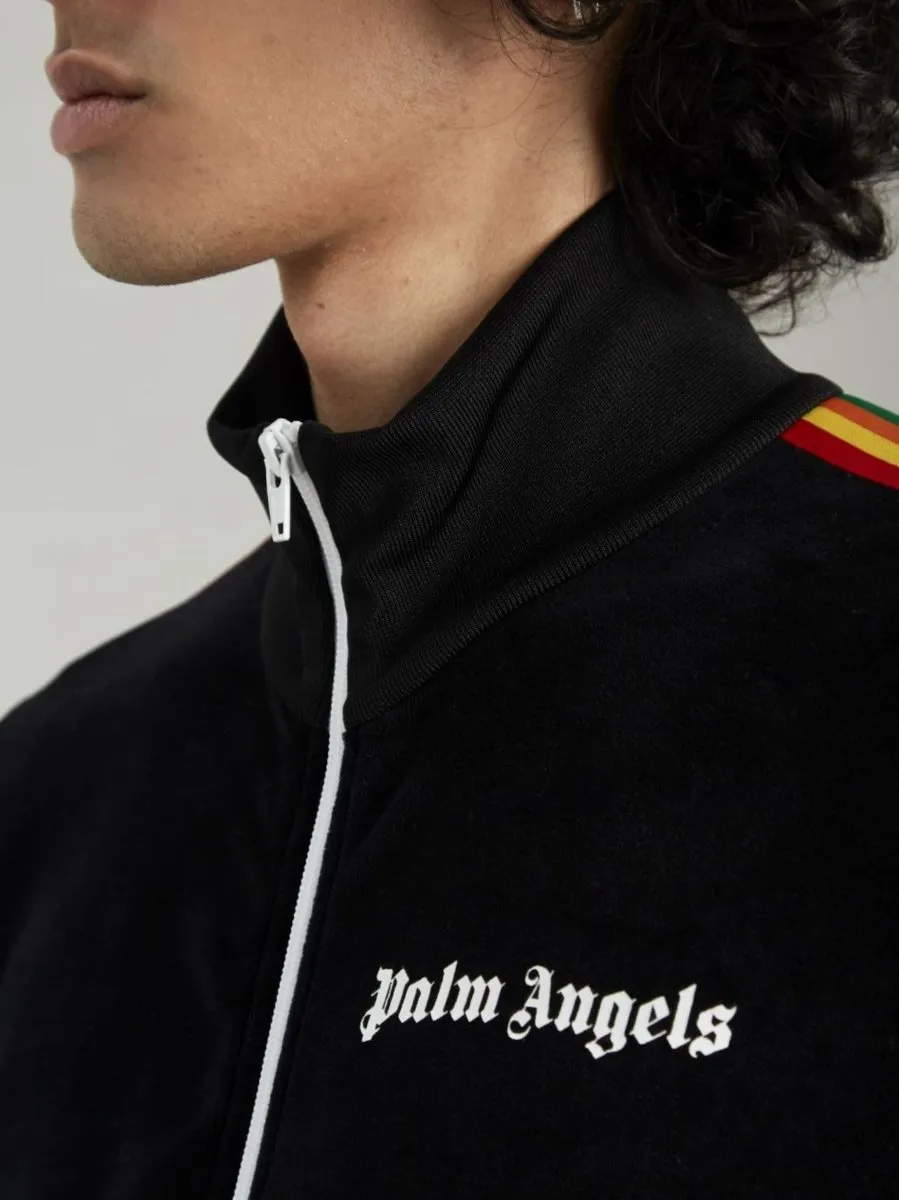 Palm Angels Rainbow Track Jacket Black Multicolour