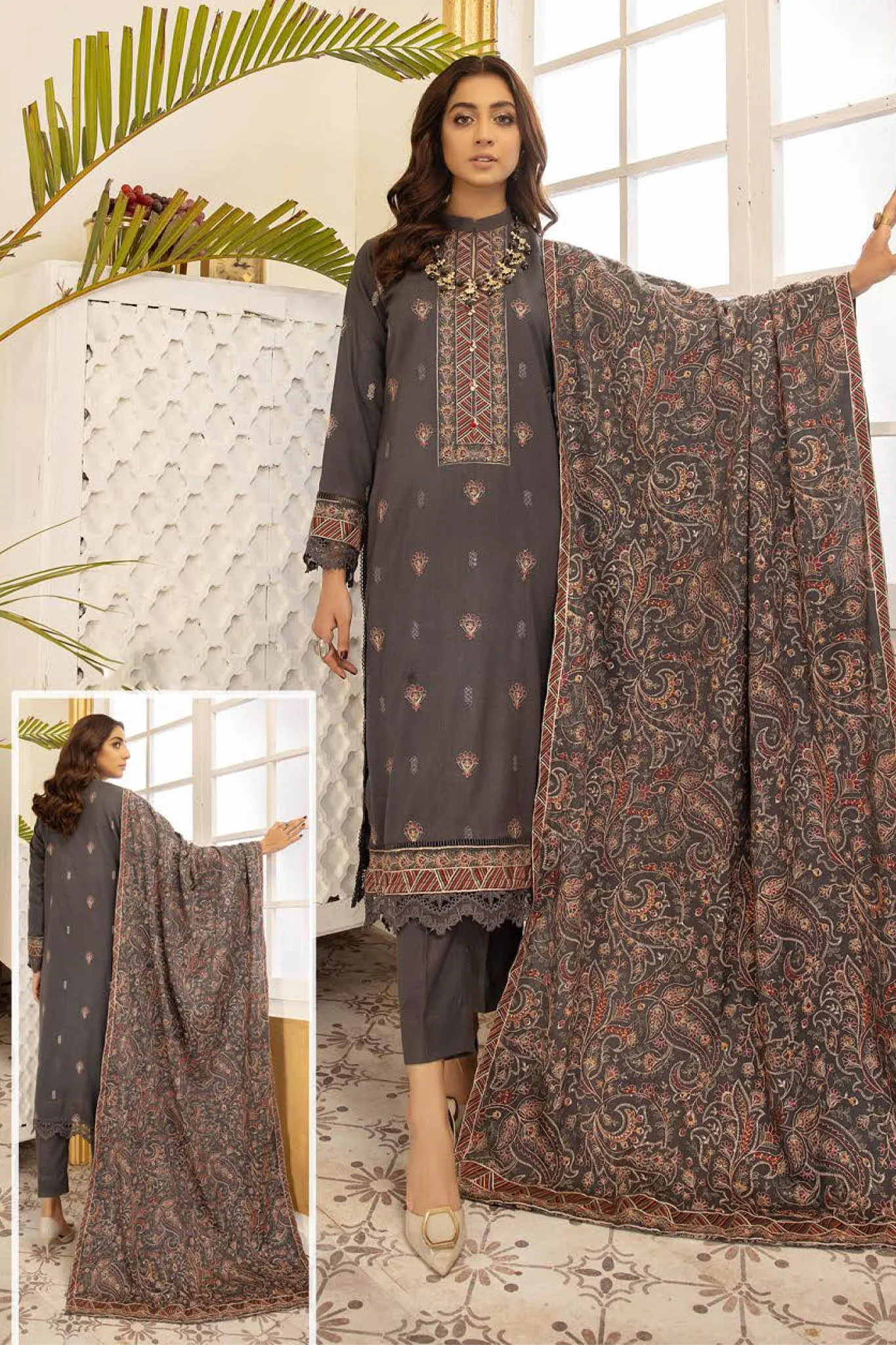 Pearl by Riaz Arts Unstitched 3 Piece Exclusive Shawl Collection'2022-PE-10