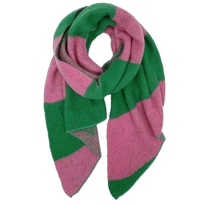 Pink Green Colorblock Scarf