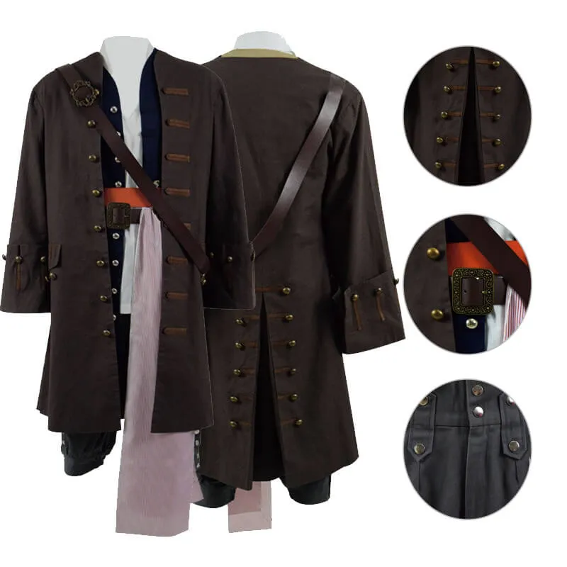 Pirates of the Caribbean Cosplay Jack Sparrow Costume Halloween Suit BEcostume