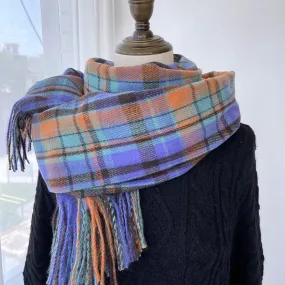 Plaid scarf women's autumn and winter fashion warm imitation cashmere scarf mid-length fringed shawl