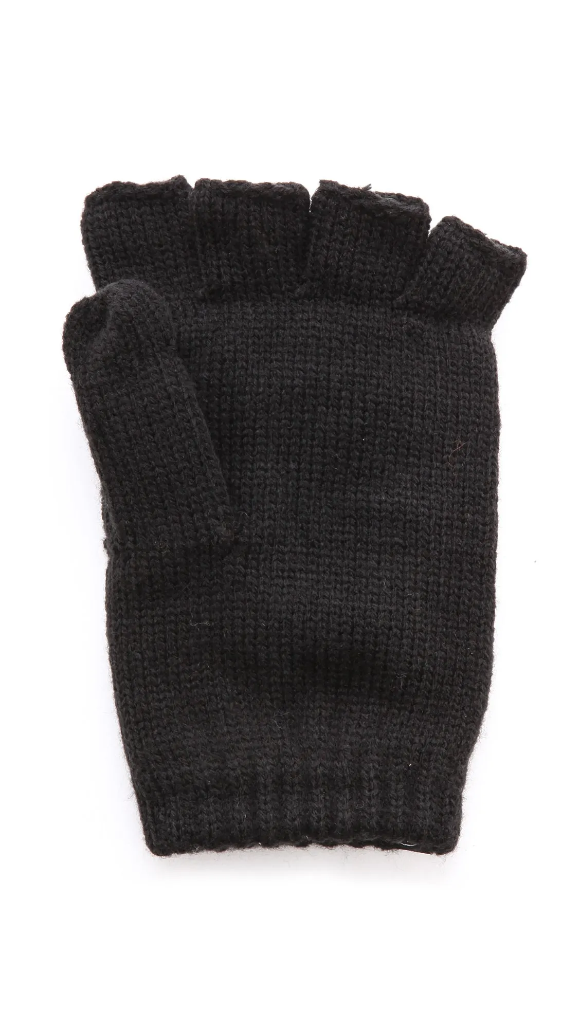 Plush Fleece Lined Fingerless Texting Mittens Black