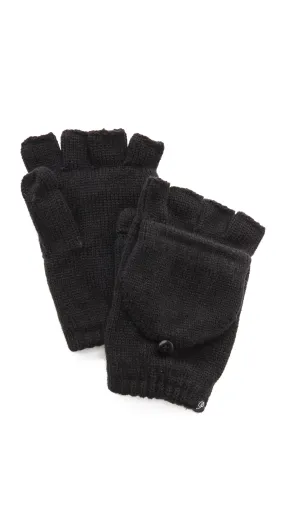 Plush Fleece Lined Fingerless Texting Mittens Black