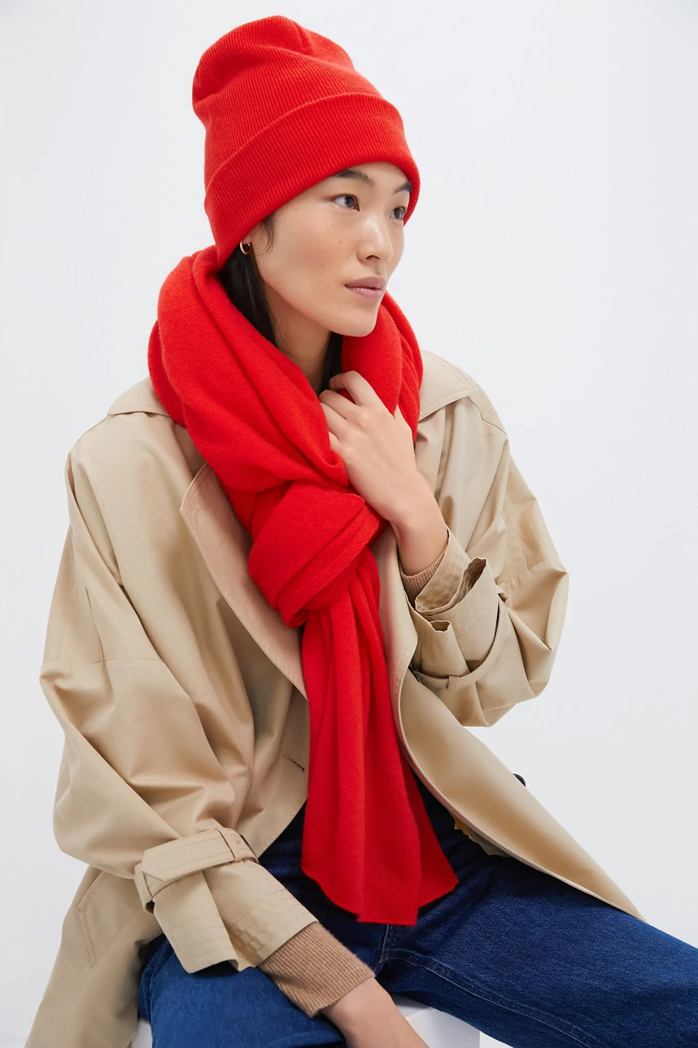 Poppy Red Cashmere Blanket Scarf