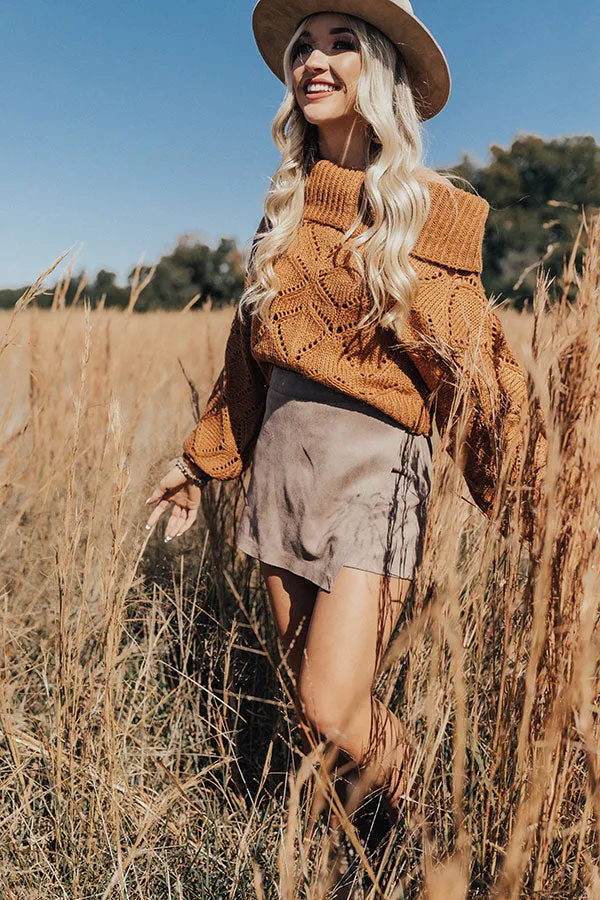 Positive Vibes Faux Suede Skort In Taupe