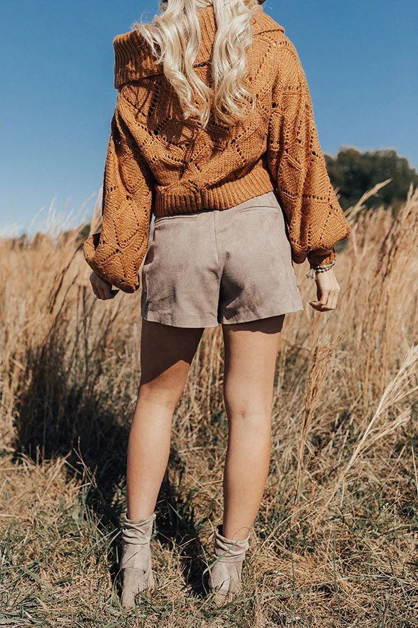 Positive Vibes Faux Suede Skort In Taupe