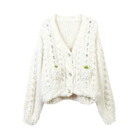 Pre Order:  Bejeweled Chunky-Knit Jacket